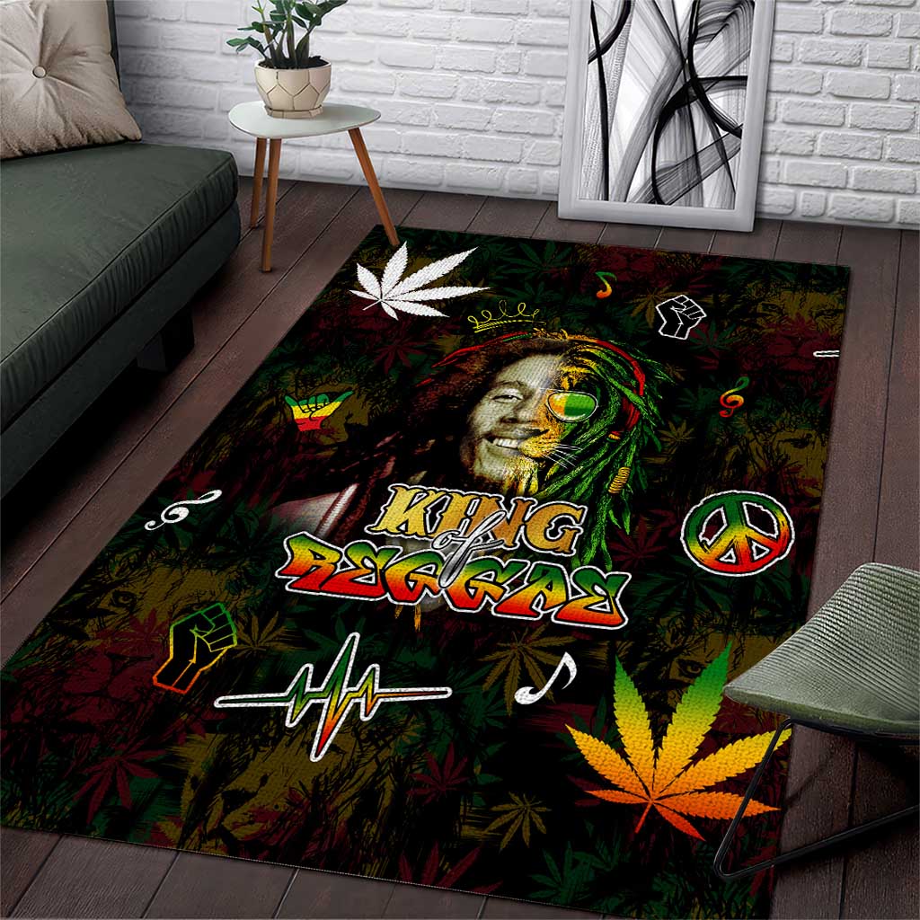 King Of Reggae Legend Bob Area Rug Peace and Love DT02