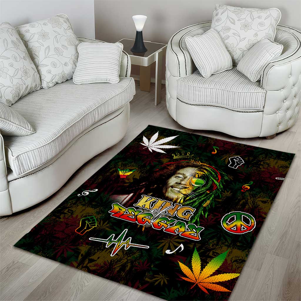 King Of Reggae Legend Bob Area Rug Peace and Love DT02
