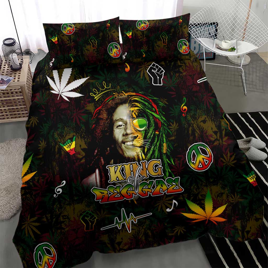 King Of Reggae Legend Bob Bedding Set Peace and Love DT02