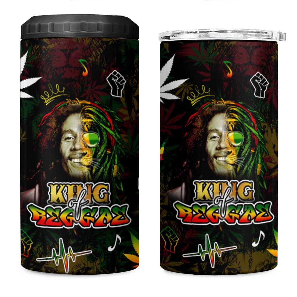 King Of Reggae Legend Bob 4 in 1 Can Cooler Tumbler Peace and Love DT02