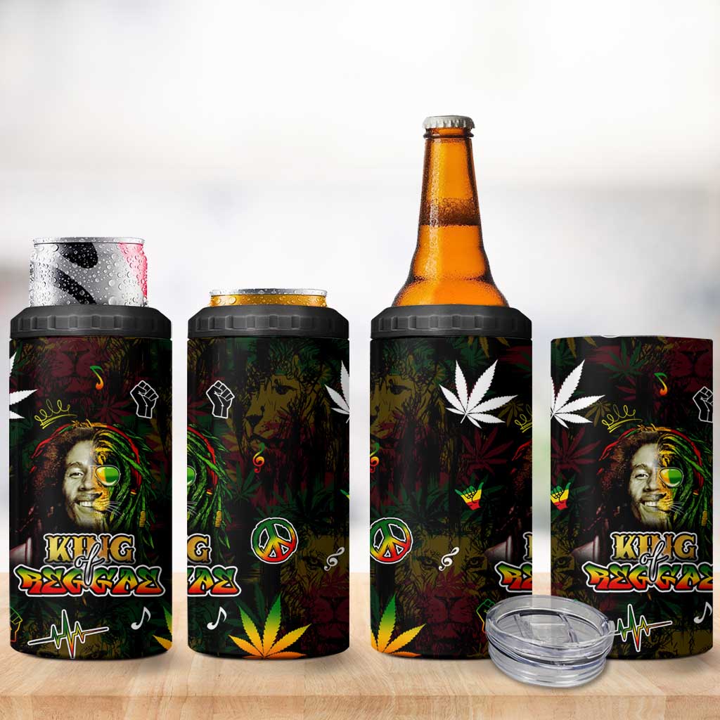 King Of Reggae Legend Bob 4 in 1 Can Cooler Tumbler Peace and Love DT02