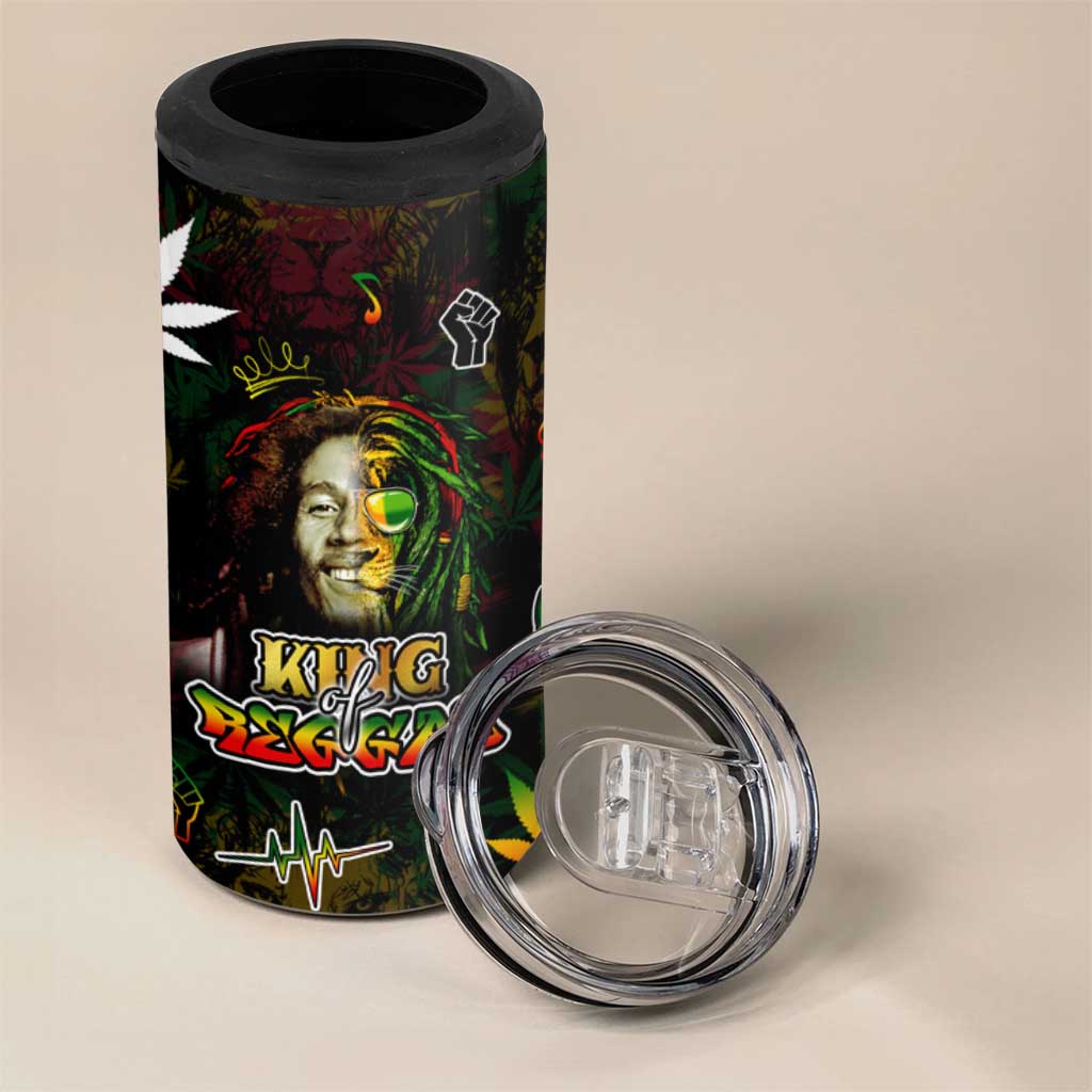 King Of Reggae Legend Bob 4 in 1 Can Cooler Tumbler Peace and Love DT02