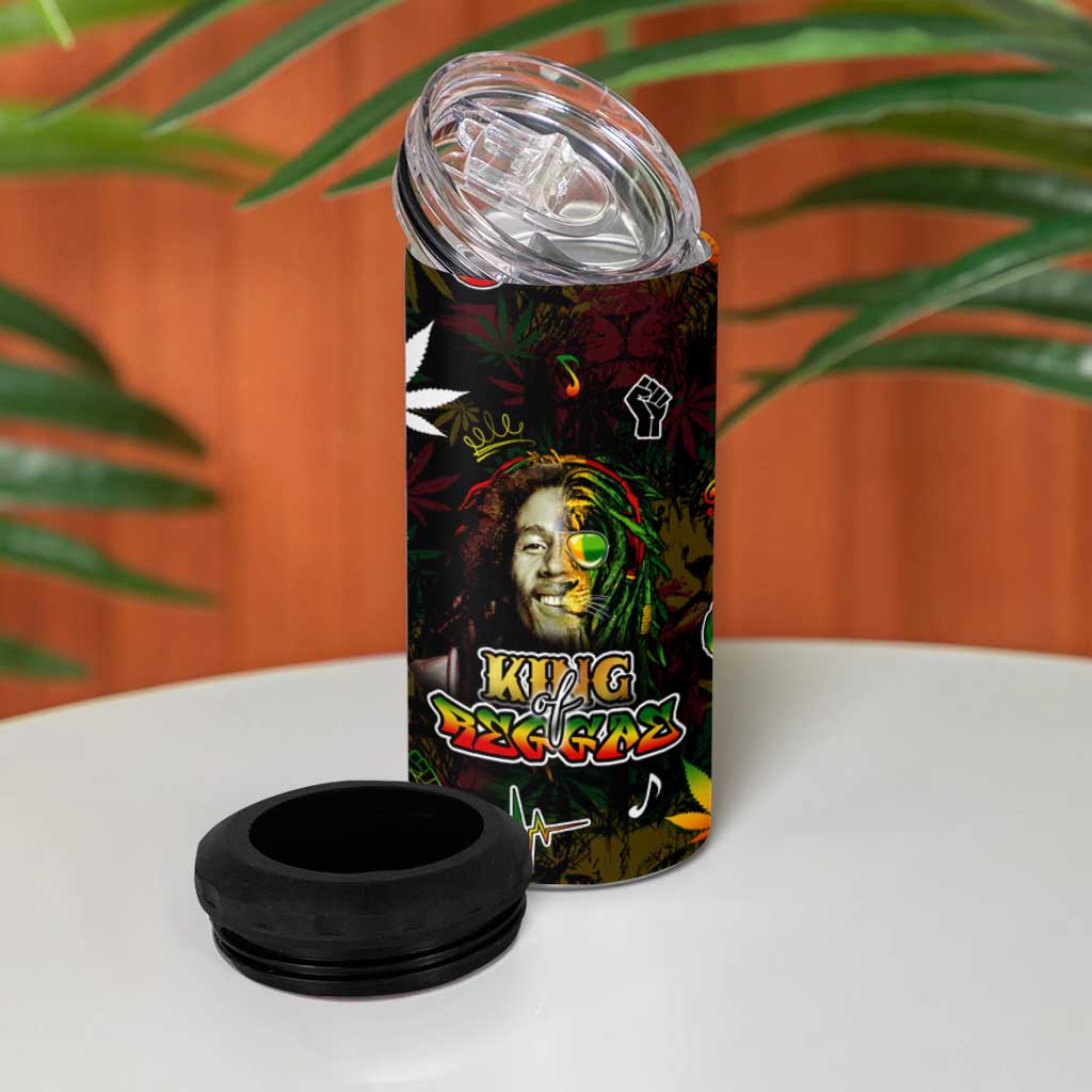 King Of Reggae Legend Bob 4 in 1 Can Cooler Tumbler Peace and Love DT02