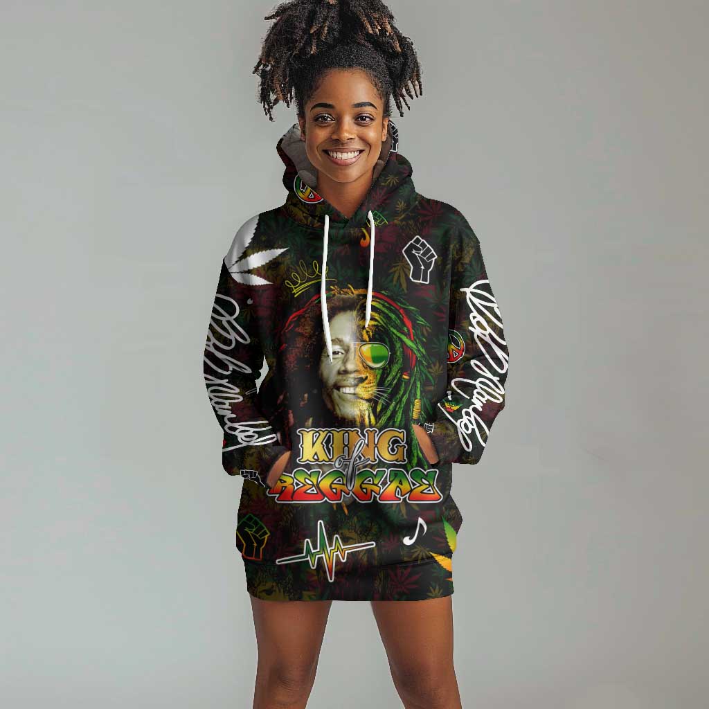 King Of Reggae Legend Bob Hoodie Dress Peace and Love DT02