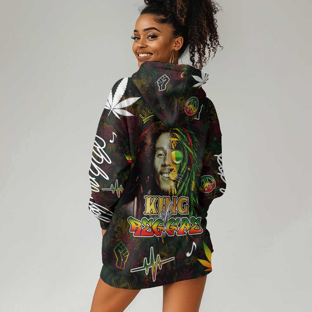 King Of Reggae Legend Bob Hoodie Dress Peace and Love DT02