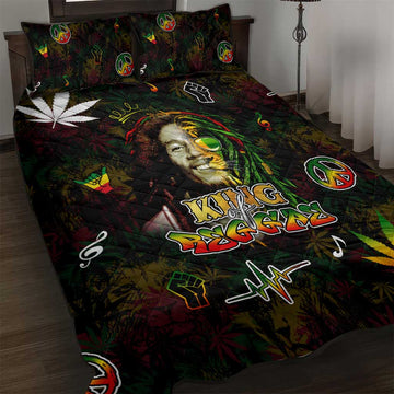 King Of Reggae Legend Bob Quilt Bed Set Peace and Love DT02