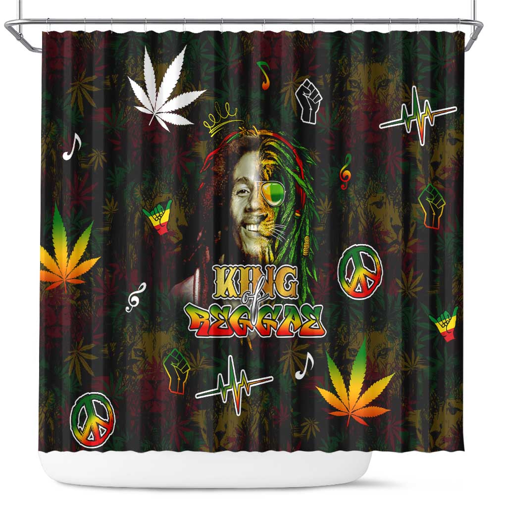 King Of Reggae Shower Curtain Legend Bob Peace and Love DT02