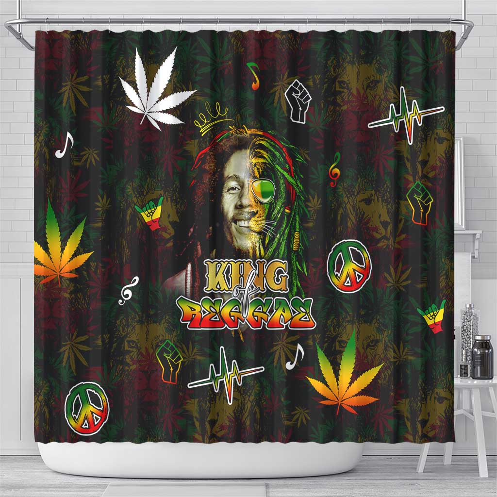 King Of Reggae Shower Curtain Legend Bob Peace and Love DT02