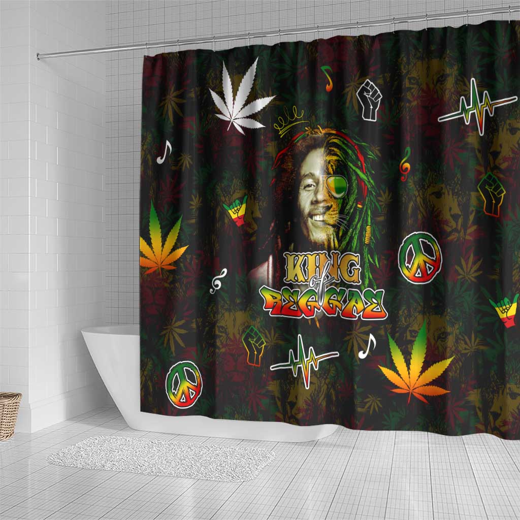 King Of Reggae Shower Curtain Legend Bob Peace and Love DT02