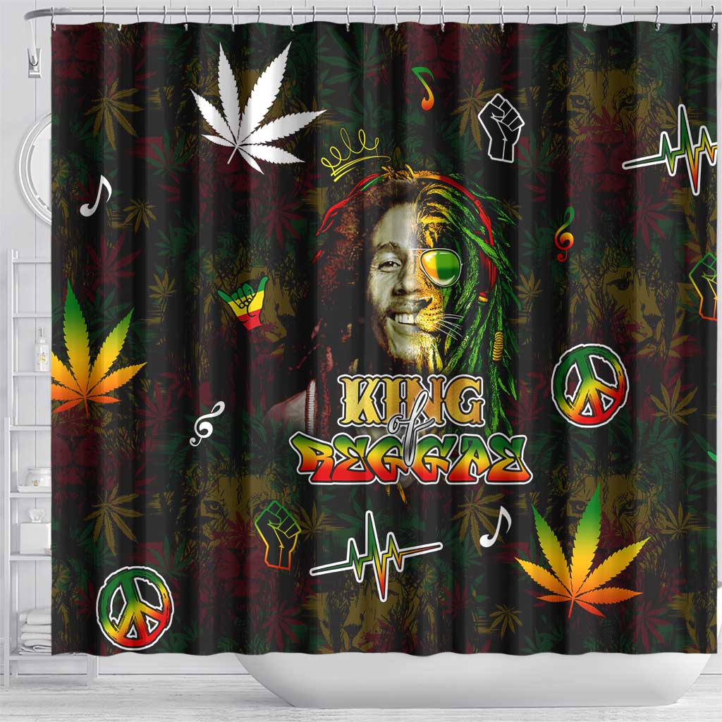 King Of Reggae Shower Curtain Legend Bob Peace and Love DT02