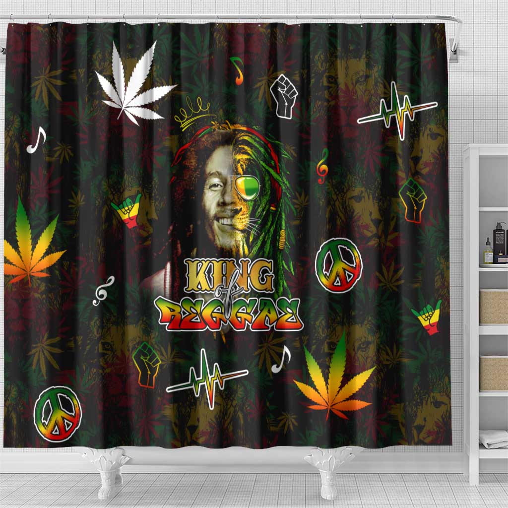 King Of Reggae Shower Curtain Legend Bob Peace and Love DT02