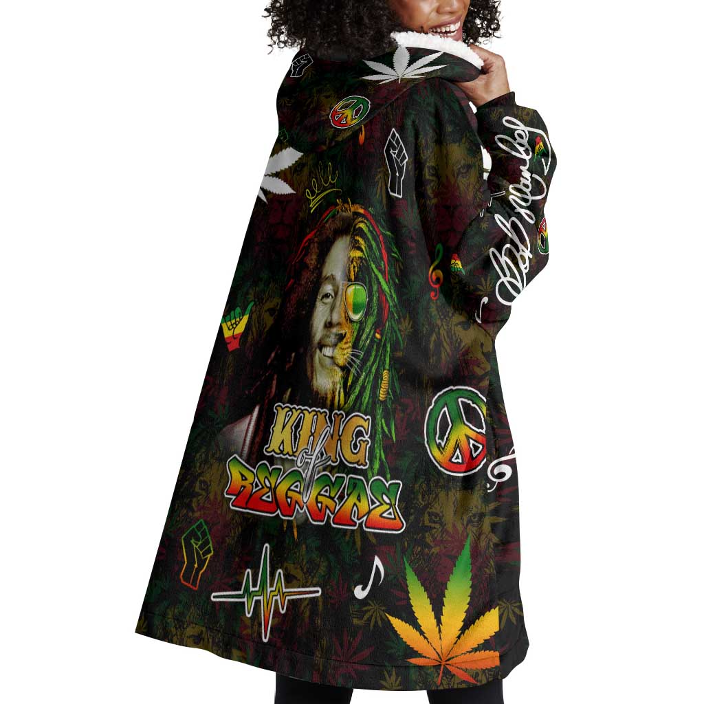 King Of Reggae Legend Bob Wearable Blanket Hoodie Peace and Love DT02