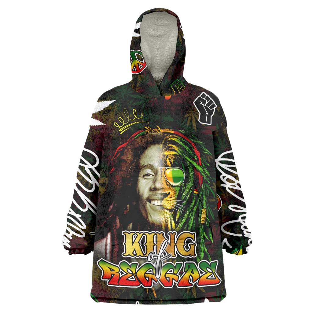 King Of Reggae Legend Bob Wearable Blanket Hoodie Peace and Love DT02