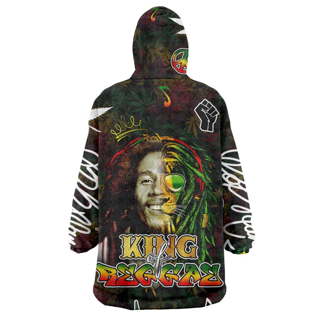 King Of Reggae Legend Bob Wearable Blanket Hoodie Peace and Love DT02