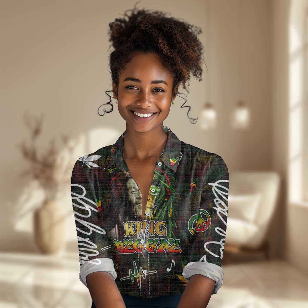 King Of Reggae Legend Bob Women Casual Shirt Peace and Love DT02