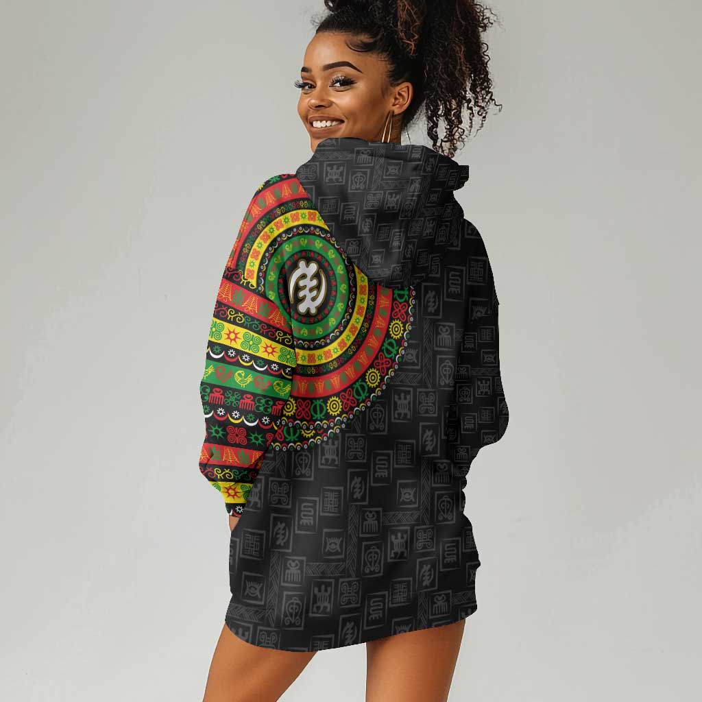 Adinkra Symbols Hoodie Dress African Culture DT02