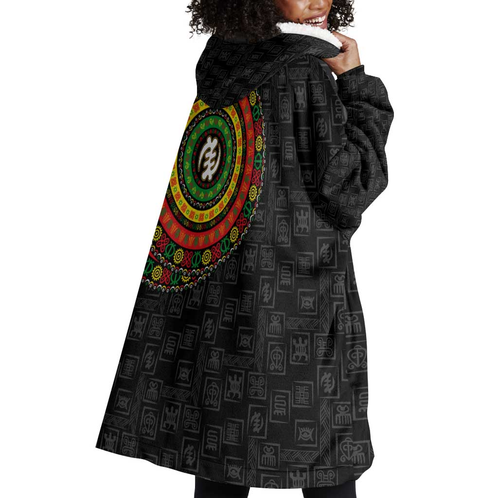 Adinkra Symbols Wearable Blanket Hoodie African Culture DT02