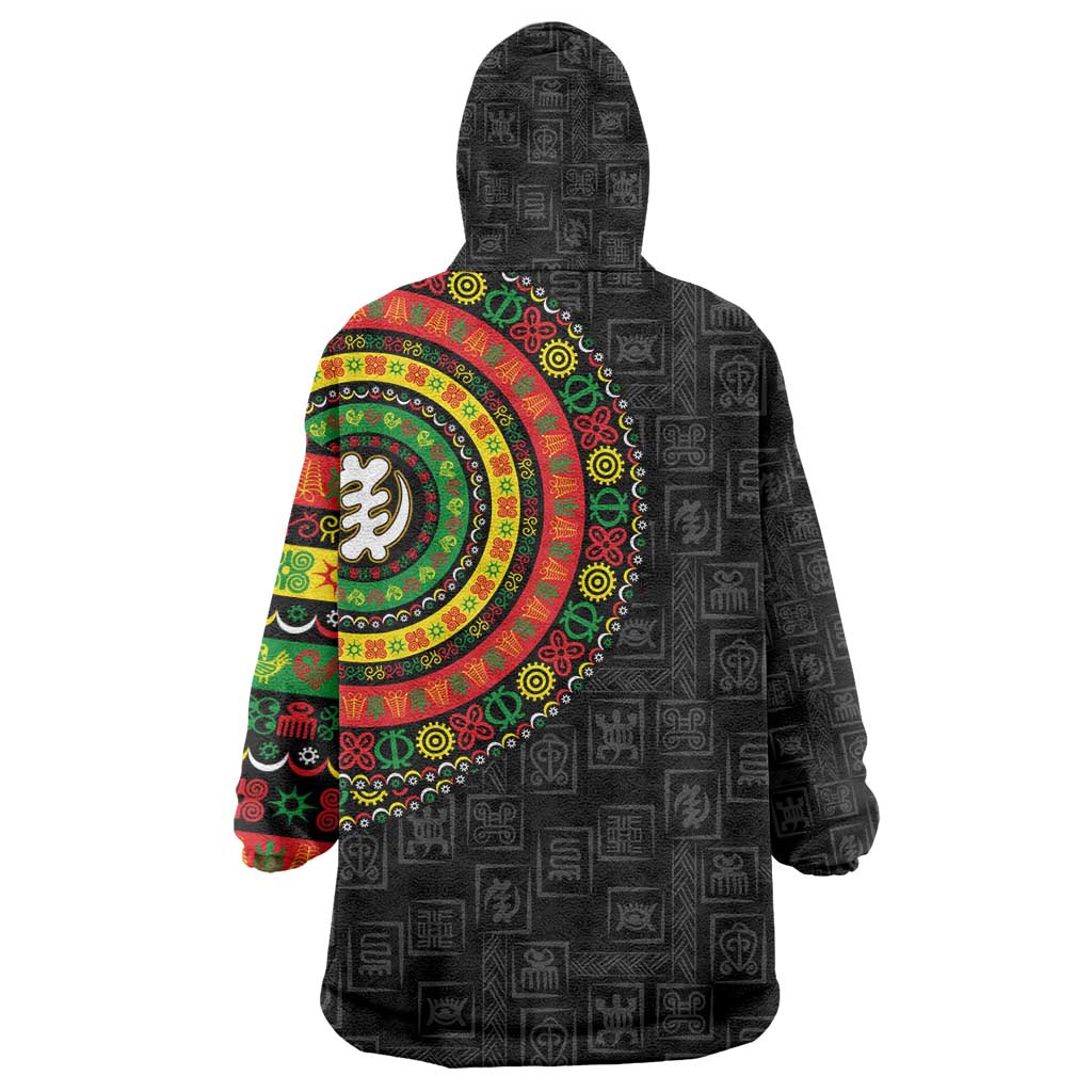 Adinkra Symbols Wearable Blanket Hoodie African Culture DT02