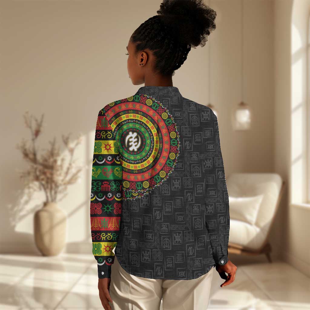 Adinkra Symbols Women Casual Shirt African Culture DT02