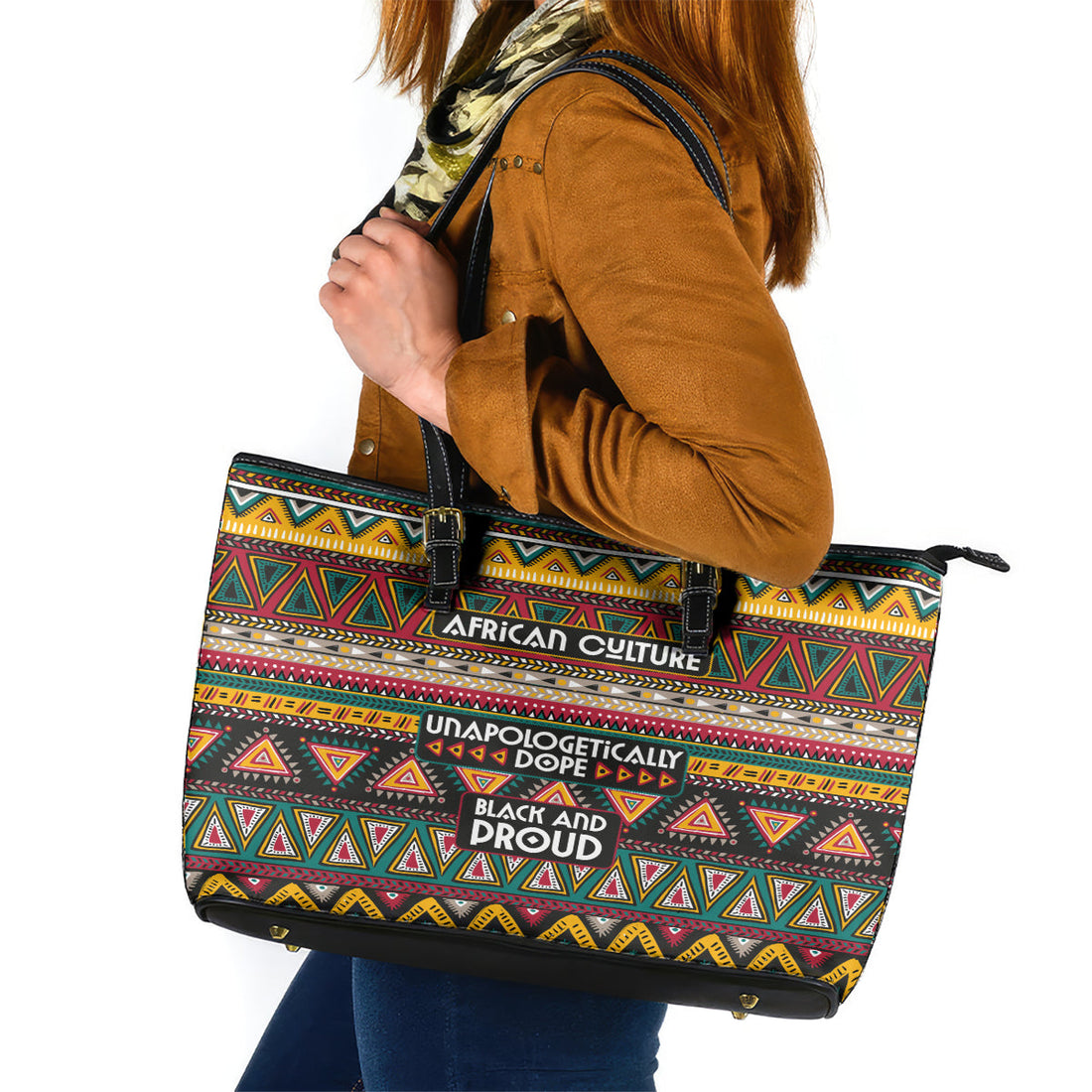 Colorful African Pattern Leather Tote Bag DT02