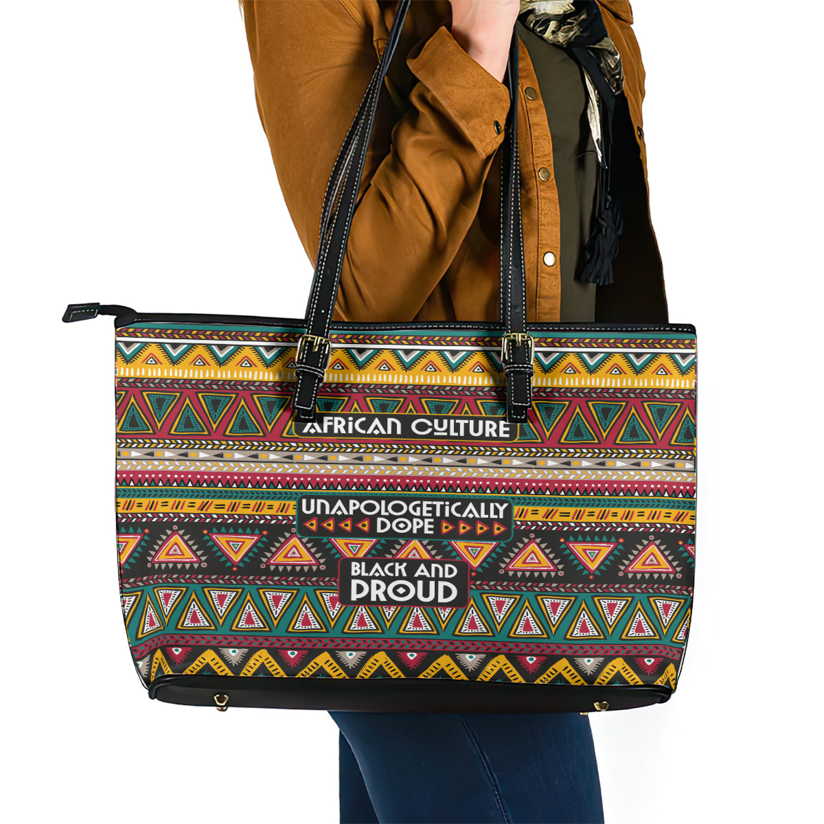 Colorful African Pattern Leather Tote Bag DT02