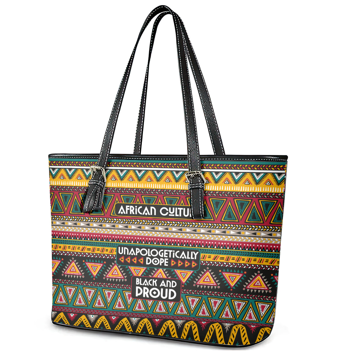 Colorful African Pattern Leather Tote Bag DT02