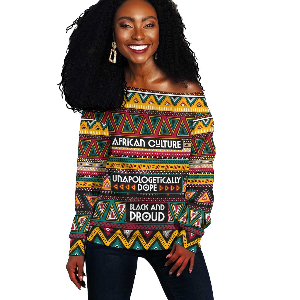 Colorful African Pattern Off Shoulder Sweater DT02