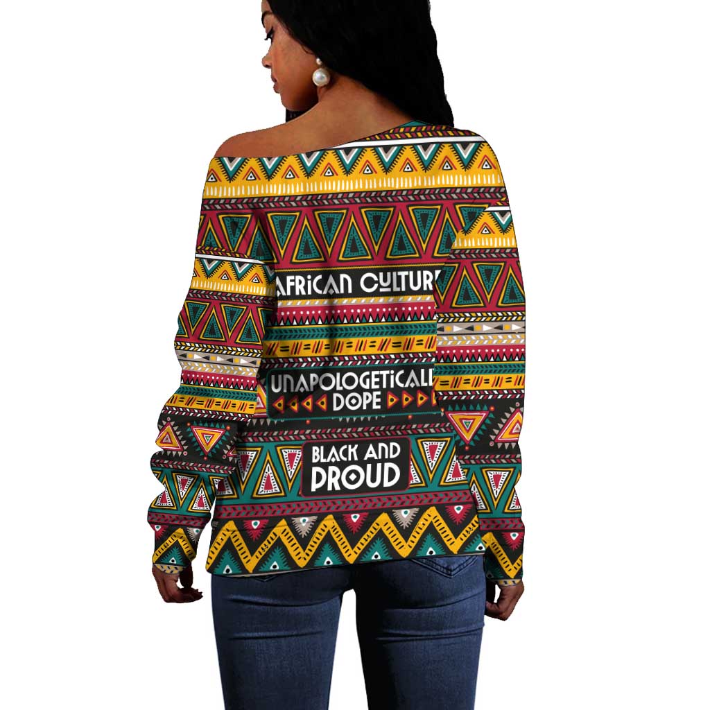 Colorful African Pattern Off Shoulder Sweater DT02