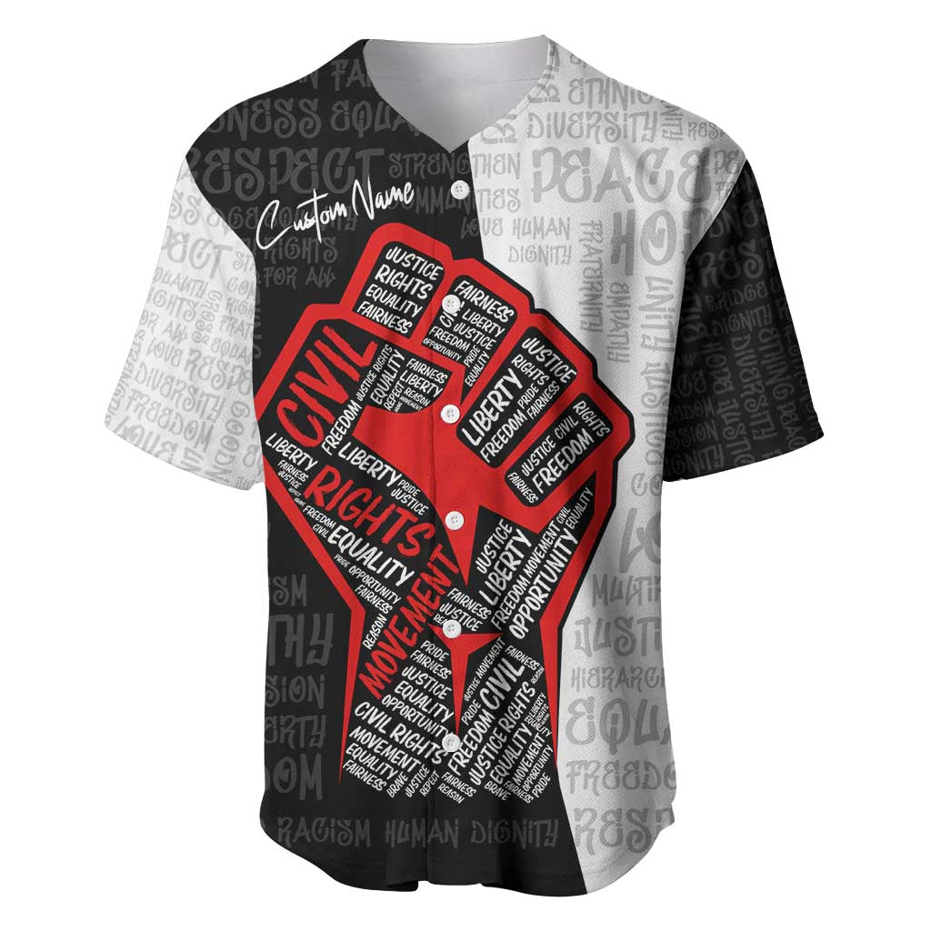 Personalized Civil Rights Movement Justice Fist Baseball Jersey DT02