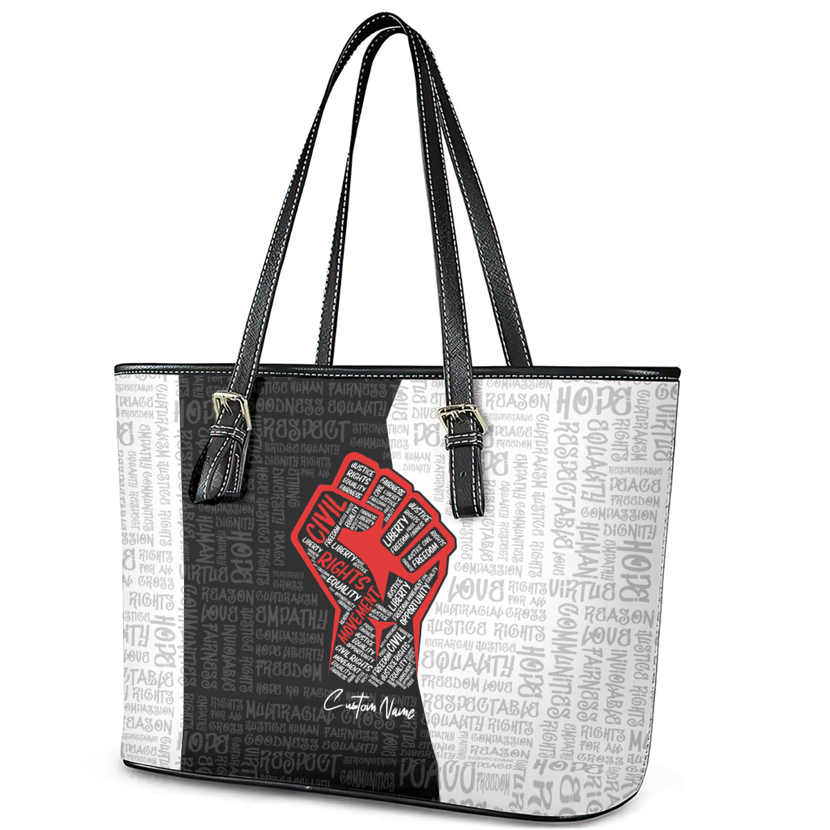 Personalized Civil Rights Movement Justice Fist Leather Tote Bag DT02