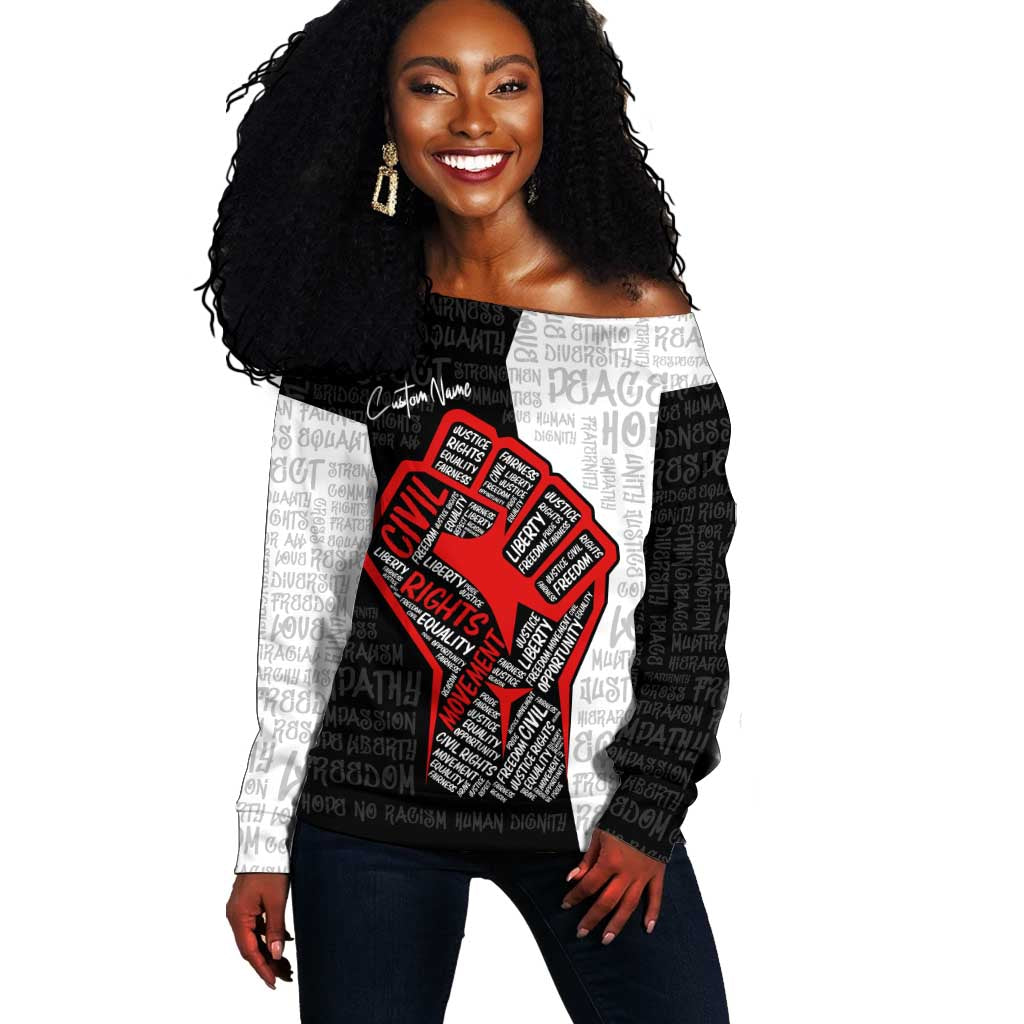 Personalized Civil Rights Movement Justice Fist Off Shoulder Sweater DT02