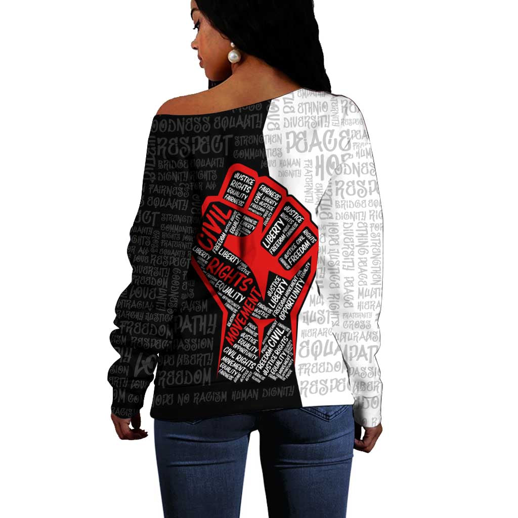 Personalized Civil Rights Movement Justice Fist Off Shoulder Sweater DT02