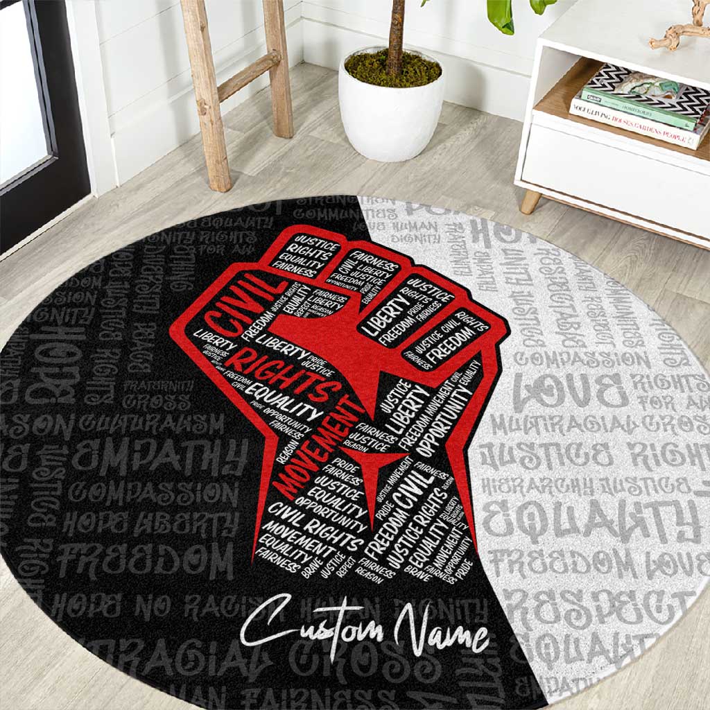 Personalized Civil Rights Movement Justice Fist Round Carpet DT02