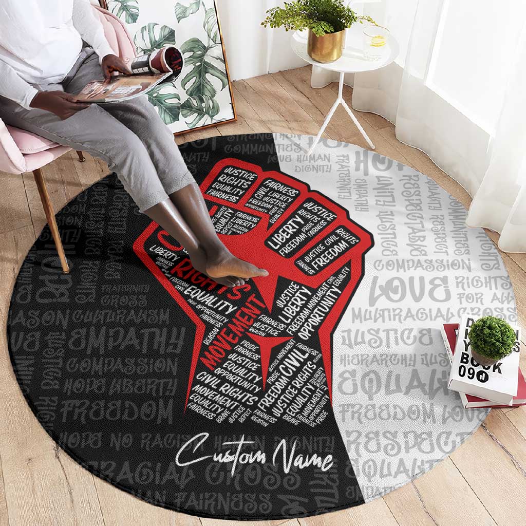 Personalized Civil Rights Movement Justice Fist Round Carpet DT02