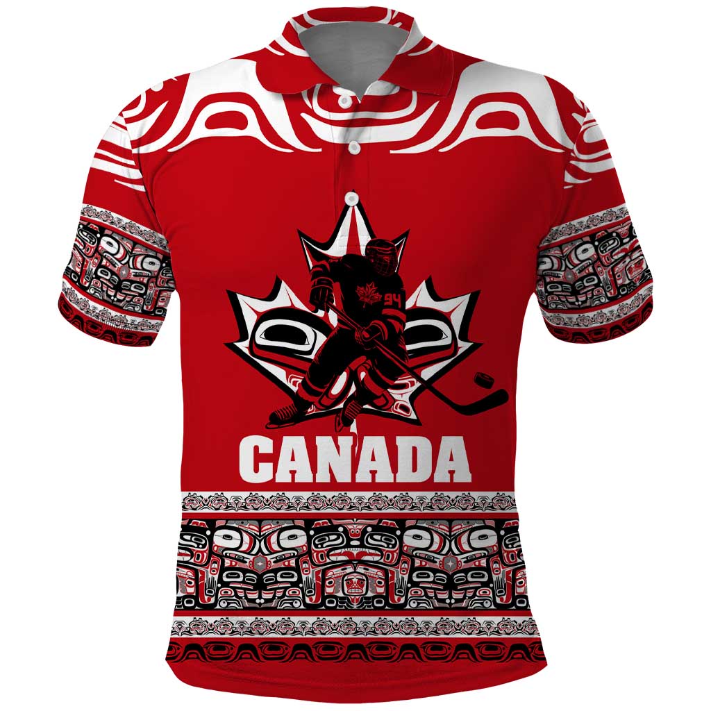 Haida Hockey Canada Polo Shirt Maple Leaf DT02