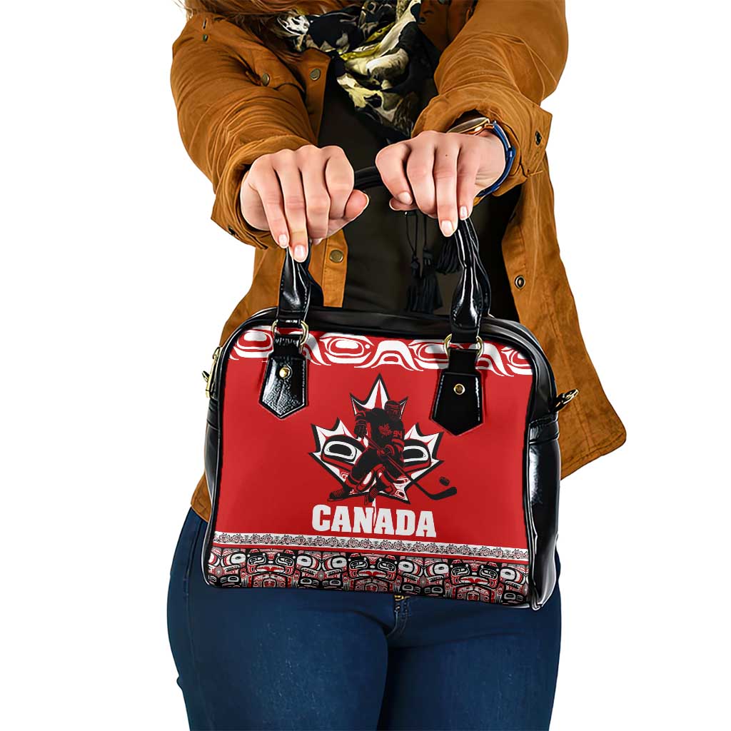 Haida Hockey Canada Shoulder Handbag Maple Leaf DT02