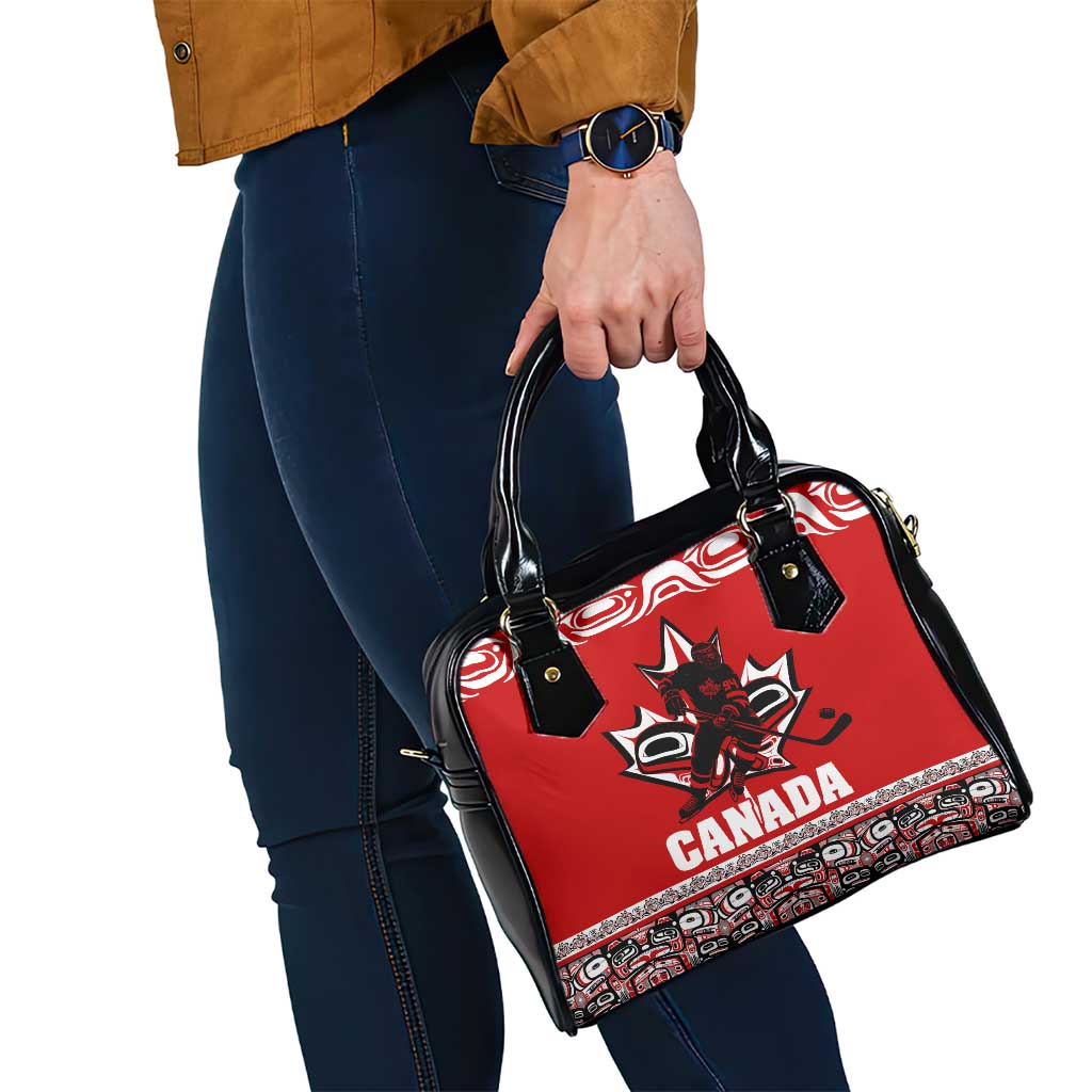 Haida Hockey Canada Shoulder Handbag Maple Leaf DT02