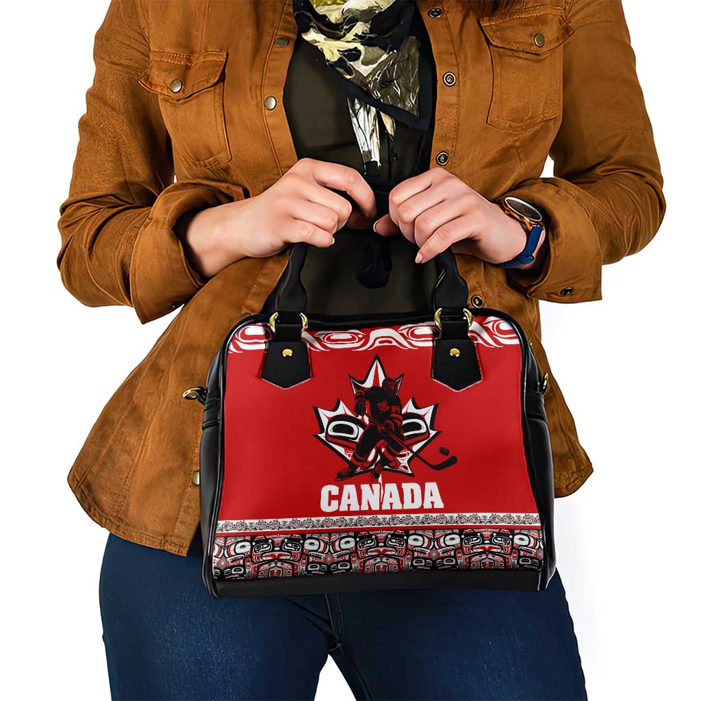 Haida Hockey Canada Shoulder Handbag Maple Leaf DT02