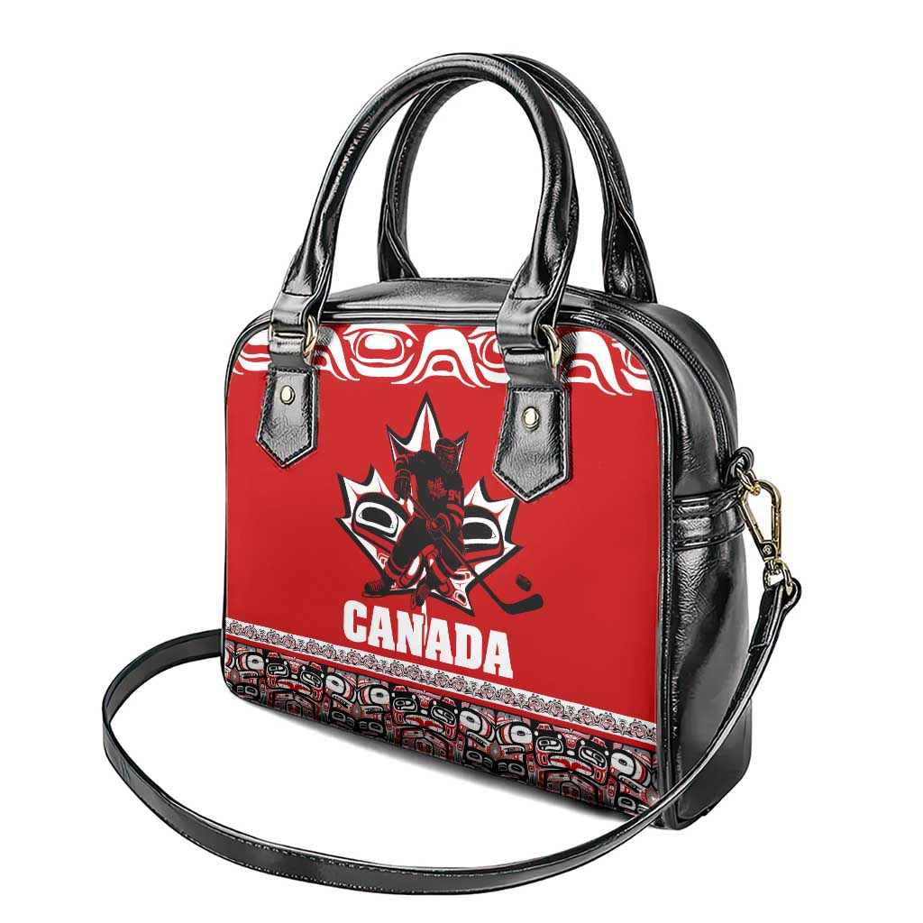 Haida Hockey Canada Shoulder Handbag Maple Leaf DT02