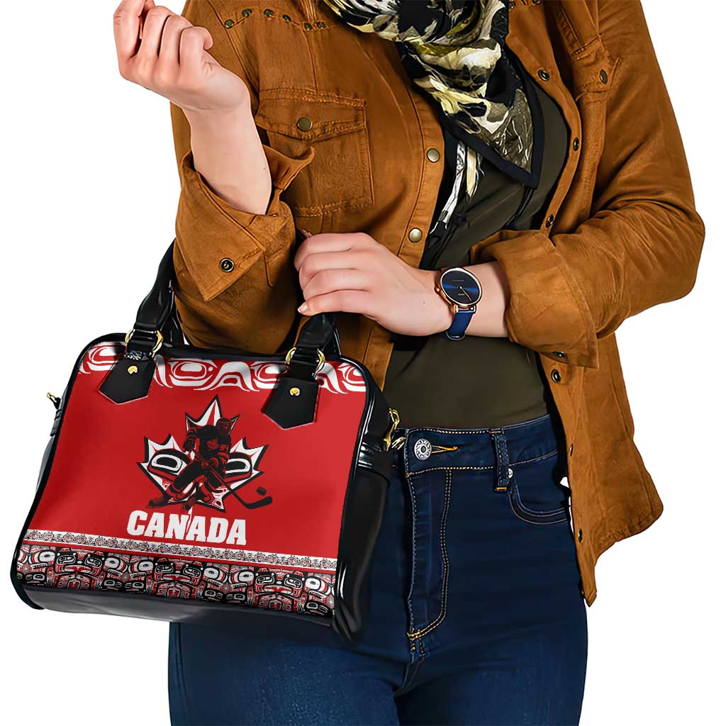 Haida Hockey Canada Shoulder Handbag Maple Leaf DT02