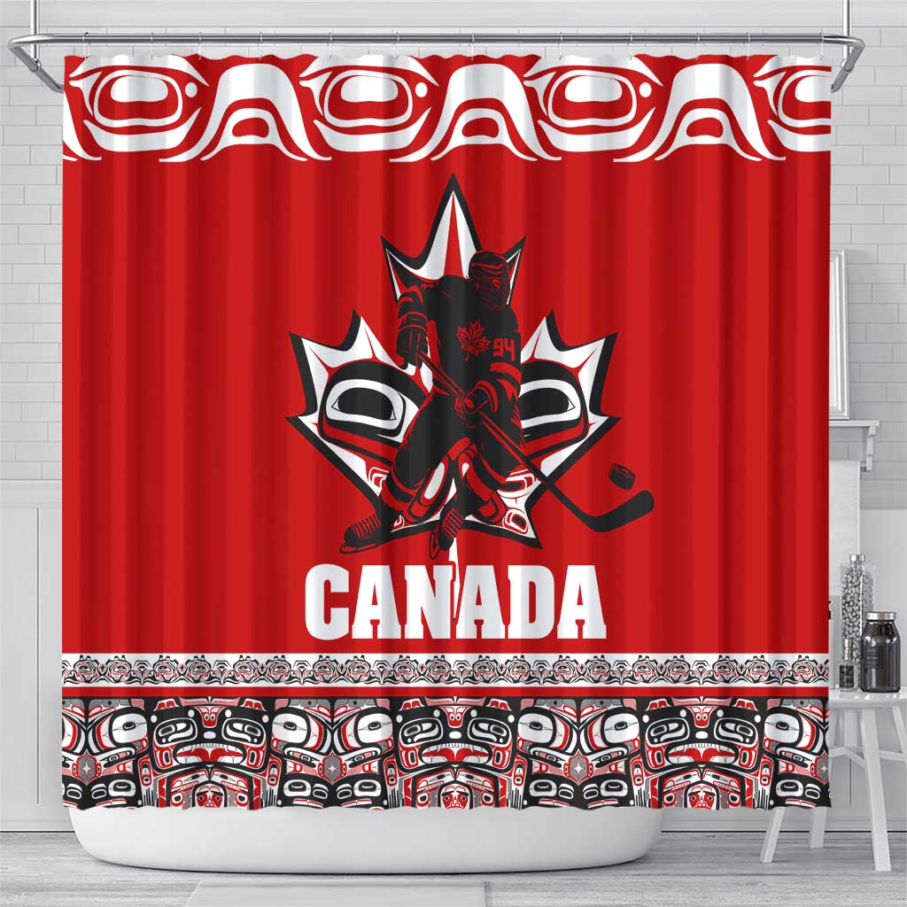 Haida Hockey Canada Shower Curtain Maple Leaf DT02