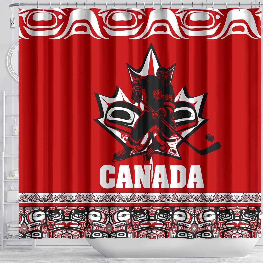 Haida Hockey Canada Shower Curtain Maple Leaf DT02