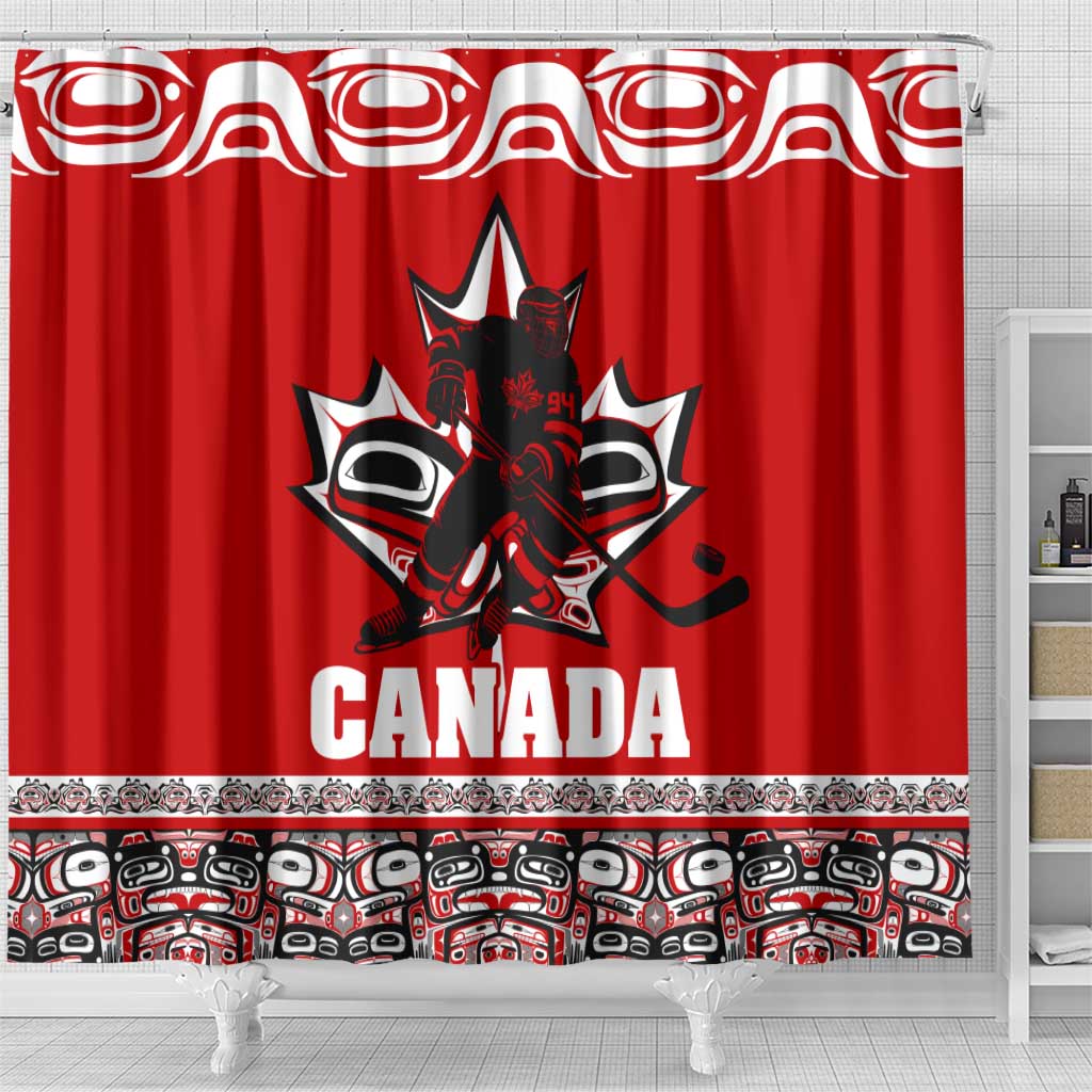 Haida Hockey Canada Shower Curtain Maple Leaf DT02