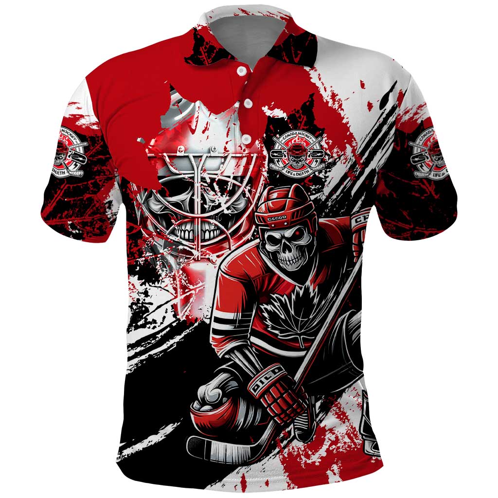 Canada Hockey Skull Life and Death Polo Shirt DT02