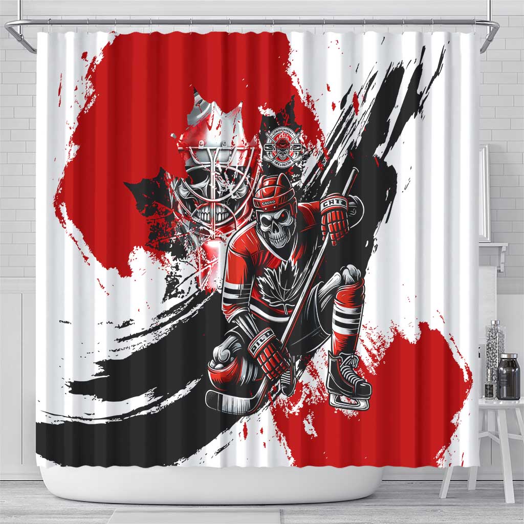 Canada Hockey Skull Life and Death Shower Curtain DT02