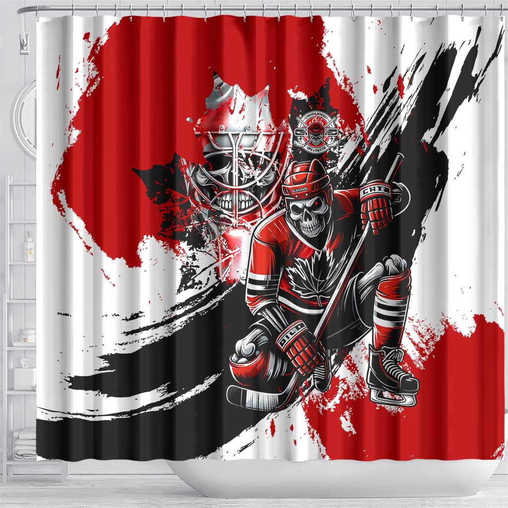 Canada Hockey Skull Life and Death Shower Curtain DT02
