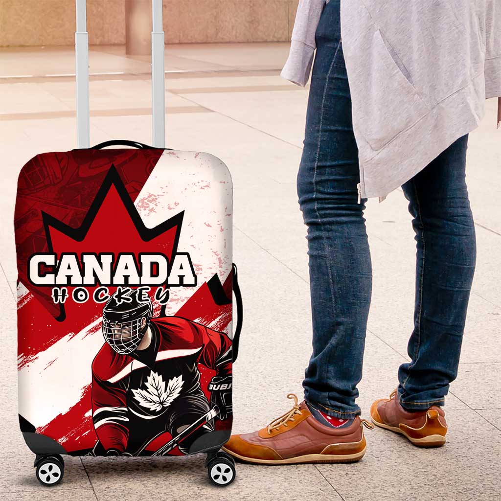 Canada Hockey Warrior Luggage Cover Bold Maple Leaf Sports Art DT02