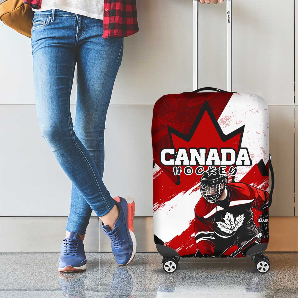 Canada Hockey Warrior Luggage Cover Bold Maple Leaf Sports Art DT02