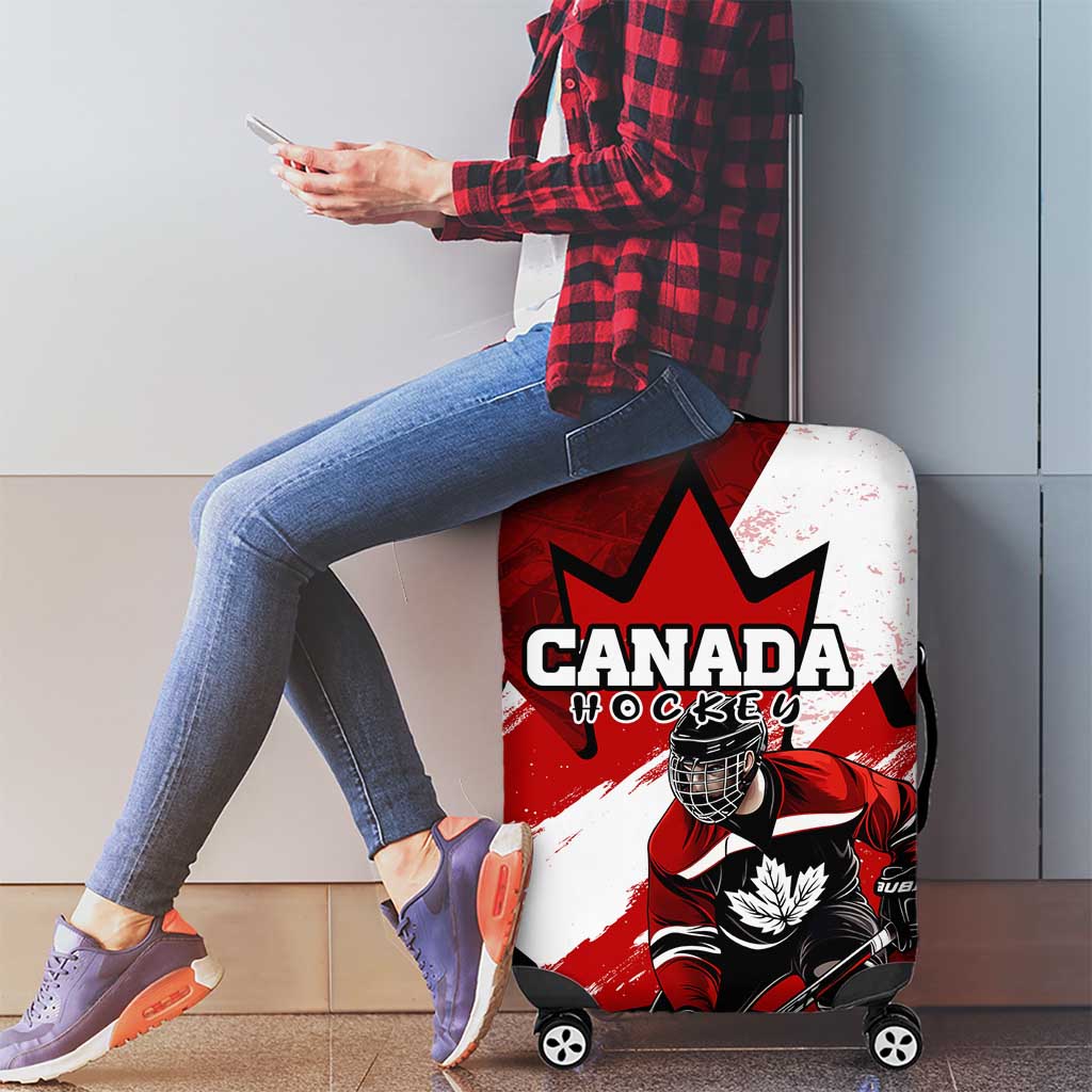 Canada Hockey Warrior Luggage Cover Bold Maple Leaf Sports Art DT02