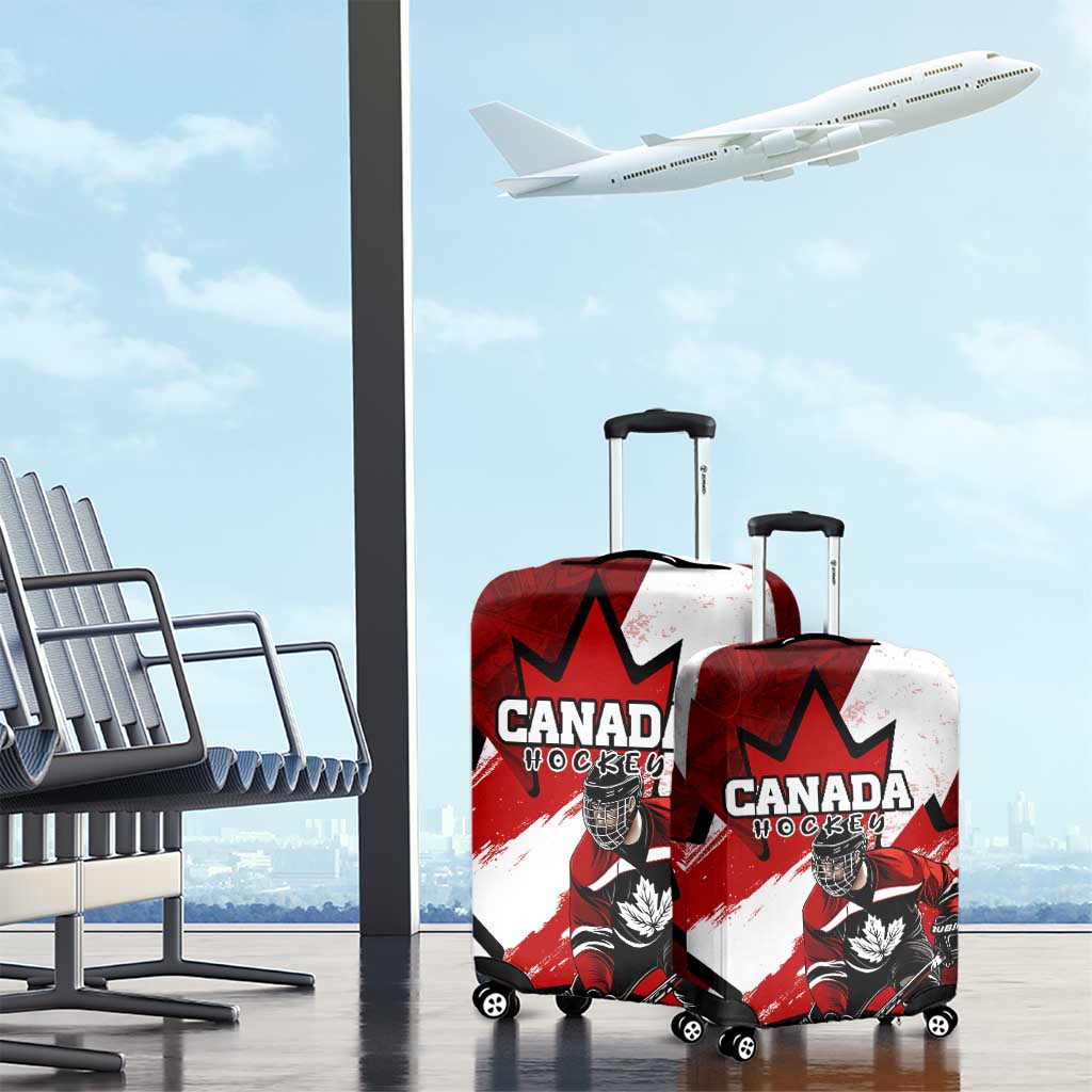 Canada Hockey Warrior Luggage Cover Bold Maple Leaf Sports Art DT02